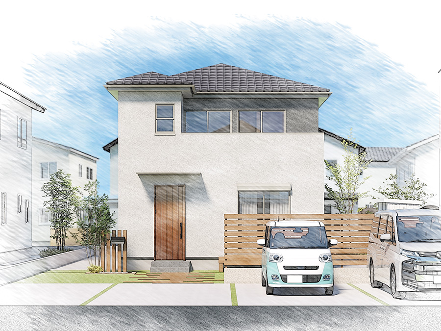 手書き風外観パース