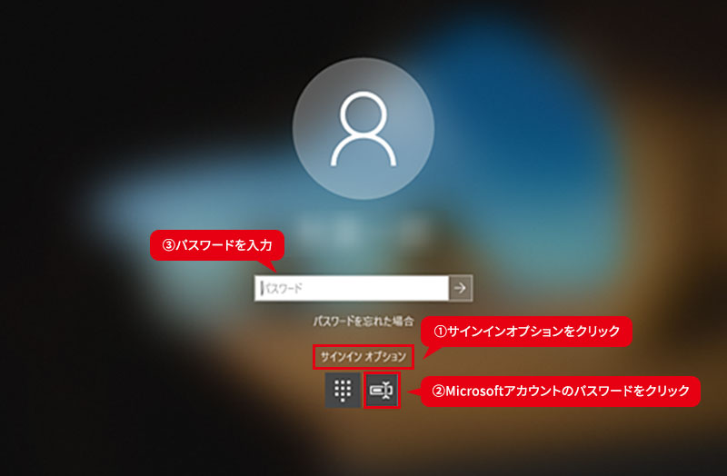 Microsoftアカウントのパスワードでサインイン